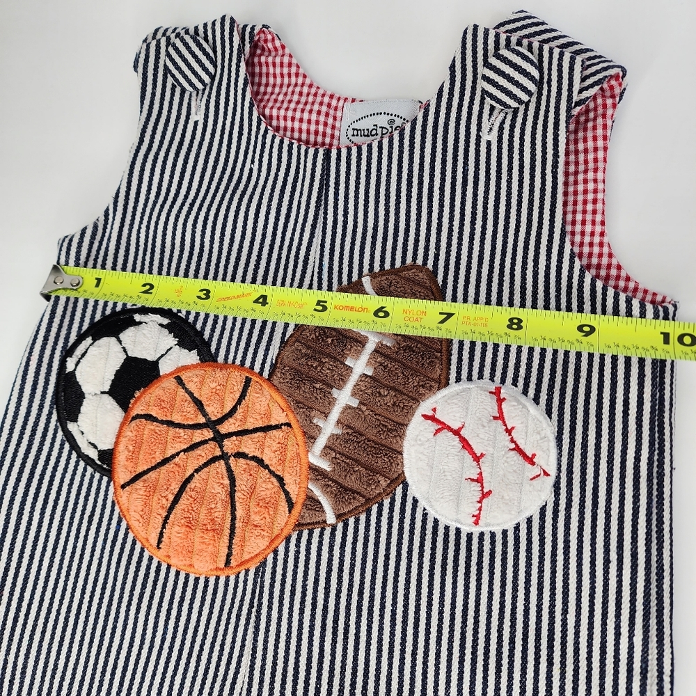 MUD PIE Sports Onesie Striped Romper 0-6 Months - Picture 5 of 11